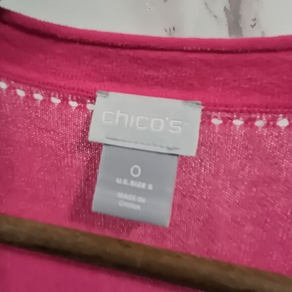 Chicos Cardigan Womens 0 Small Pink Wrap Topper Magenta Hot Travelers Ruana Long - Picture 3 of 12